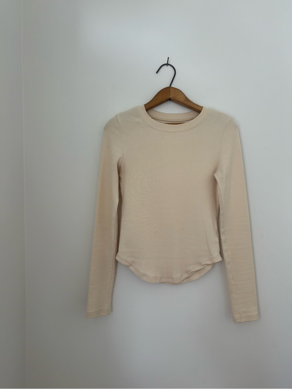 Boheme Goods cream ribbed long sleeve tee S/M
